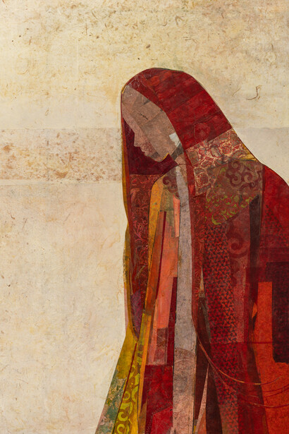 Jite Agbro, Salvage (detail)Provenance. Encaustic collage on panel, 40 x 30 in. Courtesy of Patricia Rozvar Gallery