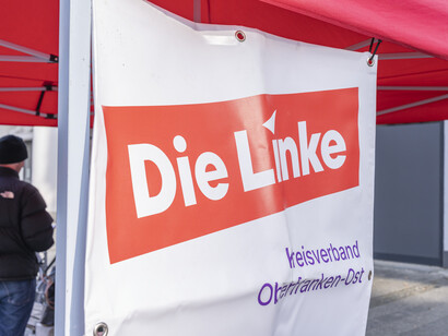 Election campaign for the 2025 Bundestag election in the old town of Hof