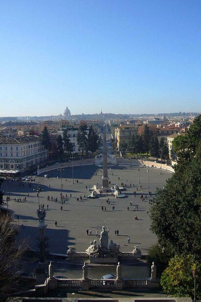 Panorama dal Pincio verso San Pietro e Monte Mario, Roma, Italia