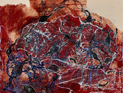 Marta Spagnoli, Algae III, 2024, acrylic ink and oil on canvas, 45 x 55 cm, 17.71 x 21.65 in, courtesy: the artist and Galleria Continua, photographer: Ela Bialkowska, OKNO Studio