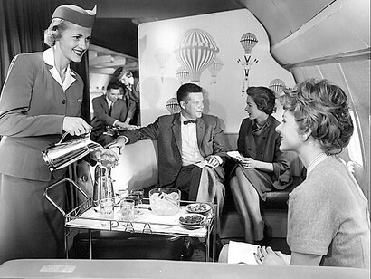 Pan Am First Class Lounge, Boeing 707, início dos anos 1960