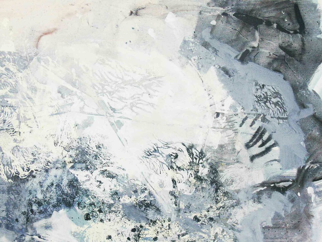Amélie Ducommun, Sensitive Water Mapping #42, Mixed media on canvas, 90 x 90 cm. Courtesy of Gallery Elena Shchukina