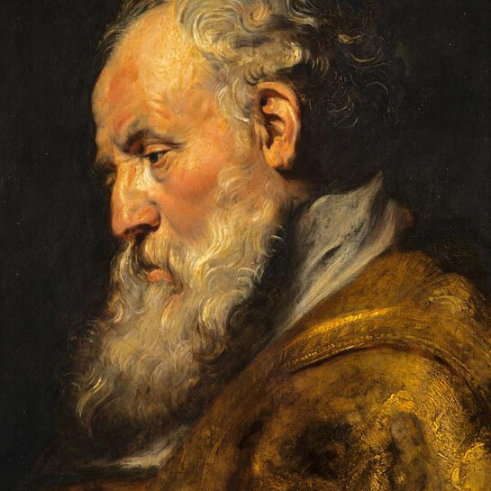 Sir Peter Paul Rubens, A Study of a Head (Saint Ambrose)