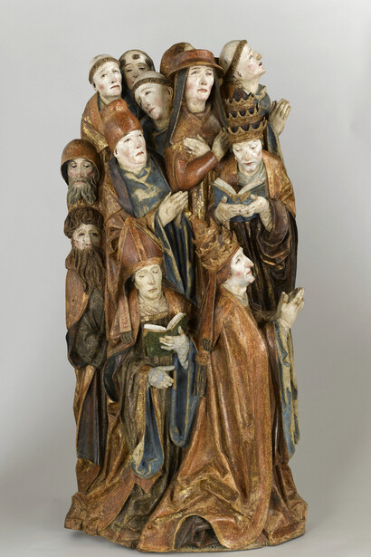 Douze religieux en prière, Atelier de Daniel Mauch, vers 1505-1510, Tilleul polychromé, H. 122 ; L. 59 ; P. 27 cm, Paris, Musée du Louvre, (inv. RF 2805) © Rmn-Grand Palais / Stéphane Maréchalle