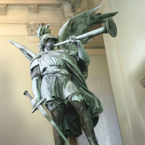 Kriegsallegorie, Fragment aus dem Niederwalddenkmal in Rüdesheim am Rhein (Wendepunkt der deutschen Geschichte nach dem Deutsch-Französischen Krieg, 1870/71)