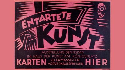 "Entartete Kunst" - Arte degenerata, mostra del partito nazista nella Haus der Kunst (Casa dell'Arte) in Königsplatz. Poster del 1938