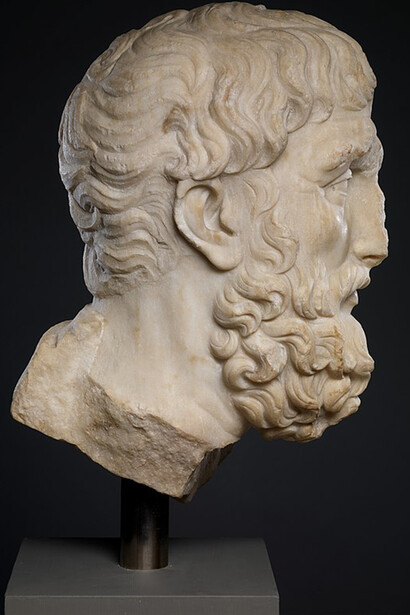 Profilo scultura in marmo di Epicuro, II sec. a.C.,  Rogers Fund, 1911, Met Museum, New York
