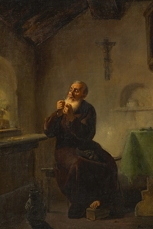 Franciscan friar mending shoes (detail), ca. 1850. Courtesy of DomQuartier Museum