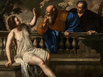 Artemisia Gentileschi; Susana y los viejos, 1652, Pinacoteca Nacional de Bolonia, Italia (detalle)