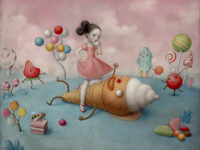 Nicoletta Ceccoli, Consumed By You, Acrylic on paper / 16.9 x 14.2″