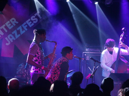 Shabaka and the Ancestros performing at Globalfest. Photo: Catalina Maria Johnson