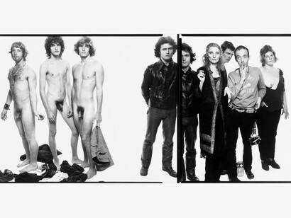 Richard Avedon; Andy Warhol y miembros de la Fábrica, 1969. Copias a la gelatina de plata. Museo Metropolitano de Arte, Nueva York (paneles centrales)