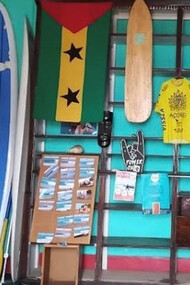A photo of surfboards taken in São Tomé and Príncipe