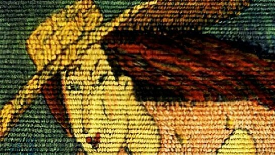 The Hidden Heart, 2000 ©Lynne Curran, high warp tapestry, silk, cotton, fine wools and linen. Commissioned by Glasgow Museums for The Gallery of Modern Art collection (G.O.M.A.)