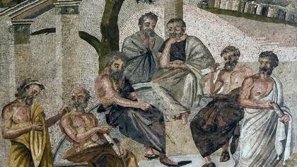 Mosaico del siglo I representando a Platón en su Academia, Pompeya, Italia