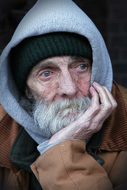 Homeless man. Poverty is instigated by inadequate resources 