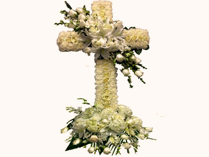 Cruz funeraria de flores