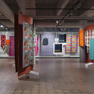 Draped. Art of printed fabric, exhibition view. Courtesy of EMMA. Espoo Museum of Modern Art