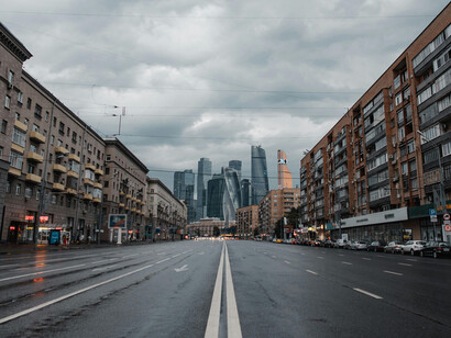 An ominous view of the city center from a peripheral neighbourhood
