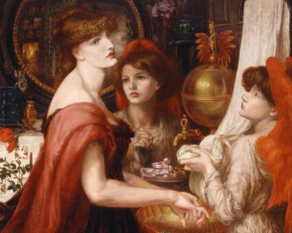 La Bella Mano, 1875. Dante Gabriel Rossetti (1828–1882). Oil on canvas, 62 × 46 inches. Delaware Art Museum, Samuel and Mary R. Bancroft Memorial, 1935.