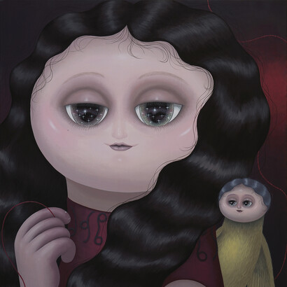 Diren Lee, “I am waiting for you” (detail), 2023. Acrylic on canvas, 80.3 x 65.1 cm. Courtesy of Villazan Madrid