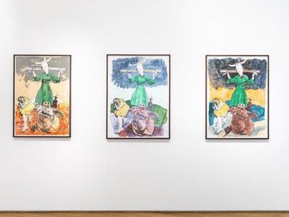 Paula Rego, Drawing from life, exhibition view. Courtesy of Galerie Lelong