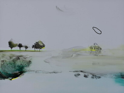 Grey Arcadia, 2008, ink and oil on panel, 46 x 61 cm (18 1/8 x 24 in.), credit: Joshua White. Courtesy of galerie Art : Concept