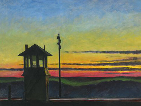 Edward Hopper, Railroad Sunset, 1929, Oil on canvas, 74.5  x 122.2 cm, Josephine N. Hopper Bequest., Inv. N.: 70.1170., New York, Whitney Museum of American Art., © Heirs of Josephine Hopper / 2019, ProLitteris, Zurich, © 2019. Digital image Whitney Museum of American Art / Licensed by Scala