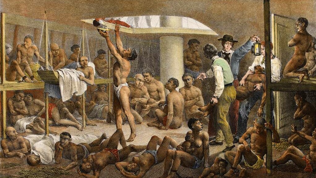 Johann Moritz Rugendas, Navio Negreiro, 1830. No contexto do comércio transatlântico de escravos, do século XVI em diante, certos teólogos e defensores da escravidão europeus se apropriaram dessa ideia. A maldição de Canaã foi ampliada para incluir todos os descendentes de Cam, que foram identificados com os povos da África subsaariana