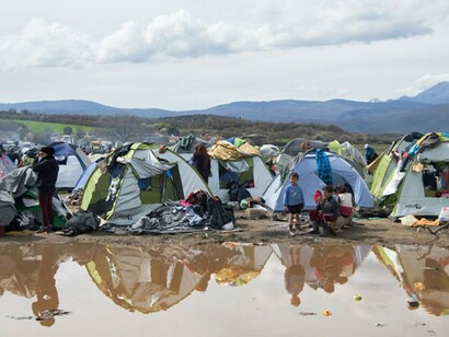 The bad conditions of a refugee camp