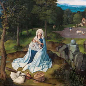 Patinir, Joachim, Descanso en la huida a Egipto, 1518 - 1520. Cortesía del Museo Nacional del Prado