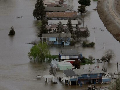 The result of flooding in California, USA due to global heating