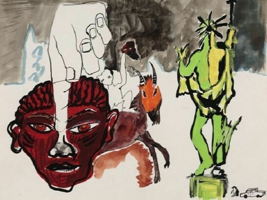 Peter Doig, “Untitled”, ca. 1985, India ink, gouache on paper, 11 1/4 x 14 1/4 inches