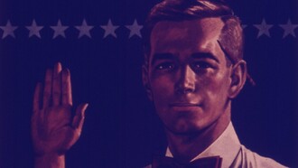 Propaganda estadounidense de la década de los 40, con el eslógan "Mi juramento: no cobrar por encima de los precios máximos legales"