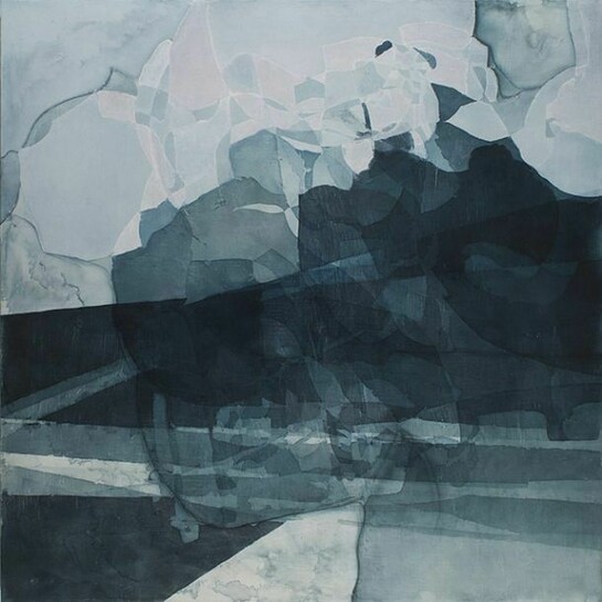 Eric Blum, Untitled No. 674, 2013, Ink, beeswax and silk on panel, 48 x 48 in.