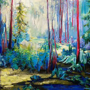 Julie Himel, Second Nature, mixed media on canvas, 60x60 inches. Courtesy the artist and Foster/White Gallery
