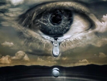 O amor está nos olhos, dor subjuga Mãe Natureza chorando