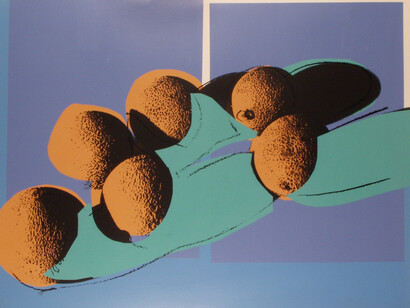 ndy Warhol, Space fruit - Cantaloupe I, 1978. Colori acrilici stesi con telai di seta su cartone. Cm 76,2x101,6