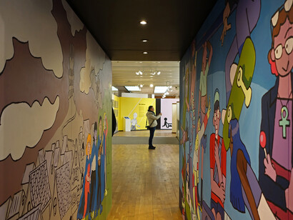 Ping-pong club. 25 years L’employé du moi, exhibition view. Courtesy of Comic Art Museum