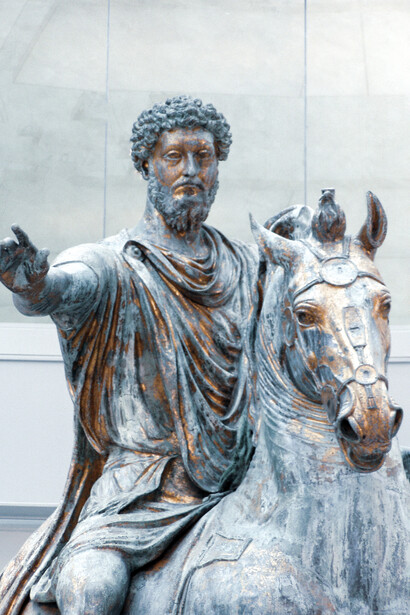 Estatua de Marco Aurelio, referente del estoicismo y autor de las "Meditaciones". Museos Capitolinos, Roma, Italia