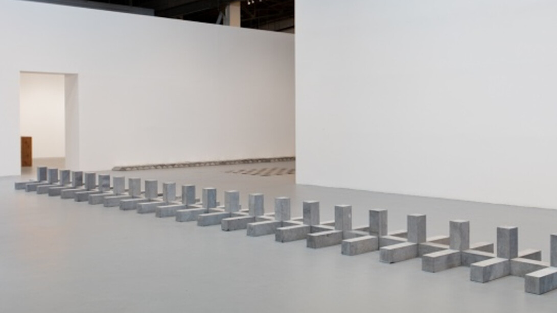 Carl Andre, Exhibition view. Courtesy of Moca