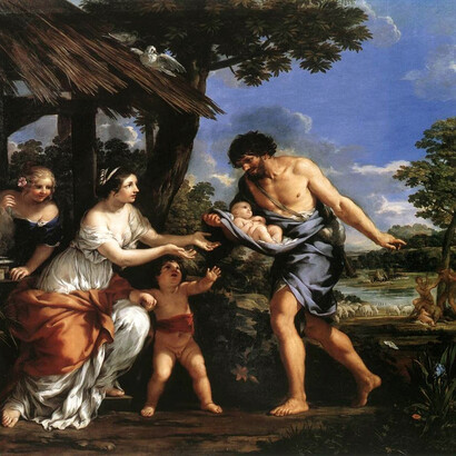 Pietro da Cortona, Rómulo y Remo rescatados por Faustulus