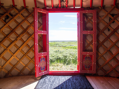 Door inside a Mongolian Yurs. Photo by Lilja Jons