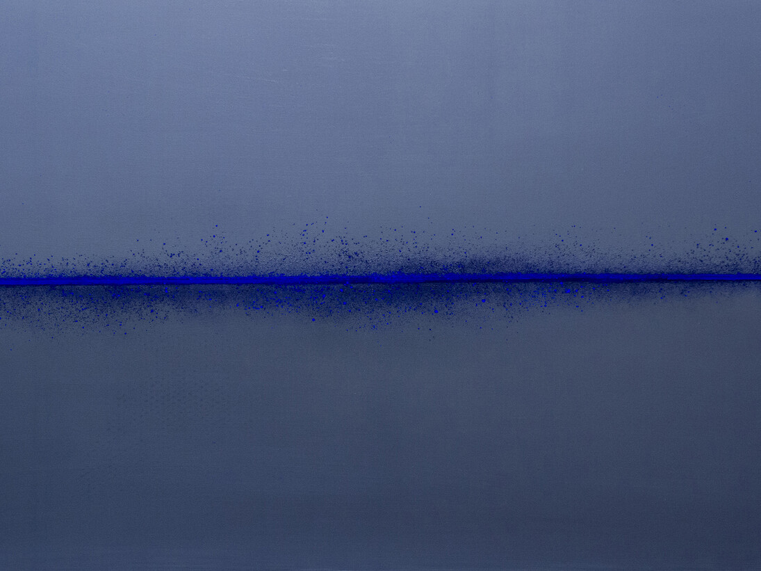 Yazid Oulab, Untitled, 2014, Pigment and oil on canvas, 162 x 114 cm, Courtesy of Selma Feriani Gallery and the artist