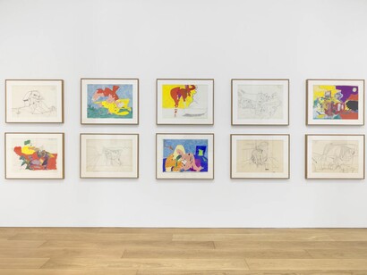 Valerio Adami, Alice in the land of violence, exhibition view. Courtesy of David Nolan Gallery