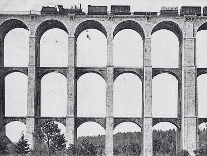 Carte postale ancienne du viaduc de Chaumont en France, oblitérée en 1908, vestige d’une époque où les grandes œuvres ferroviaires devenaient des emblèmes régionaux immortalisés par la correspondance