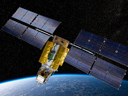 A satellite orbiting Earth as part of the emerging autonomous space economy