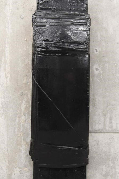 Helmut Lang 
Untitled, 2014 
cardboard, tape, string, resin and pigment 
37 1/2 x 11 1/2 x 6 inches (95 x 29 x 15 cm)
