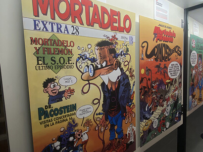 La ciencia de Mortadelo y Filemón. Crónicas disparatadas de la investigación en España, vista de exhibición. Cortesía de Casa de la Ciencia 