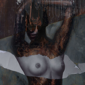 Afshin Naghouni, Pressure Point (allegory series, 2013) 120 x 120 cm, mixed media